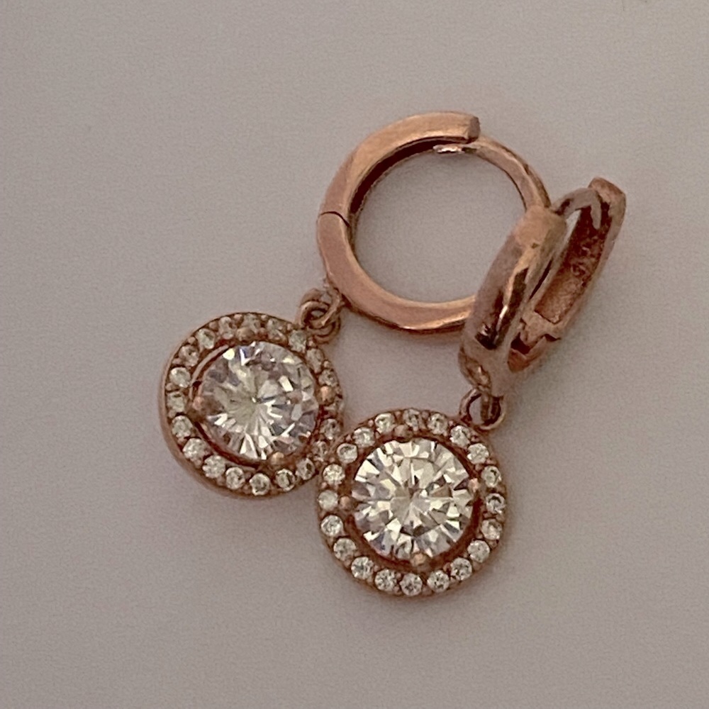 925 Silver round cz stones halo hoops earrings